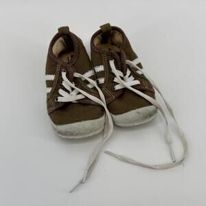 Wee Squeak Toddler Brown & White Sneakers Shoes with Laces (size 7) #TM225